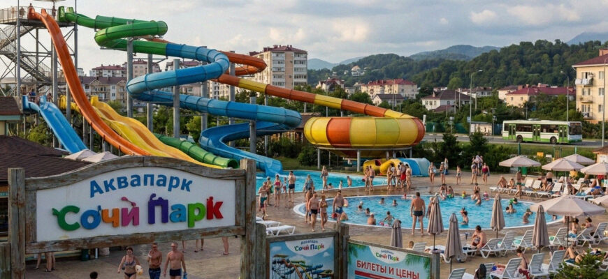 Водные горки и бассейны в популярном аквапарке Сочи