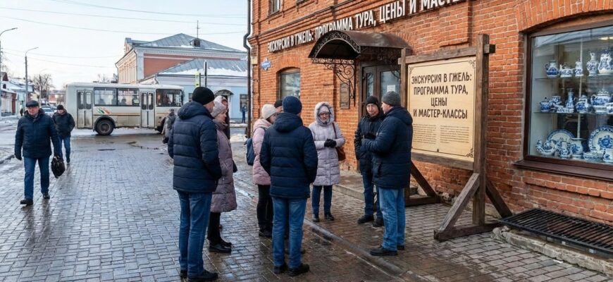 Роспись гжельского фарфора на мастер-классе во время экскурсии в Гжель