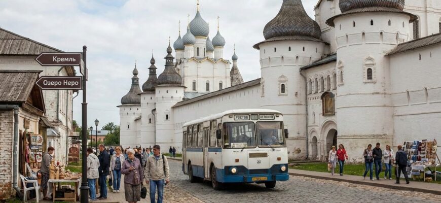 Панорама Ростовского кремля и купола храмов во время экскурсии в Ростов Великий