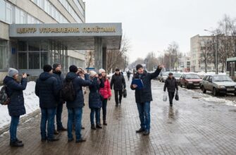 Главный зал Центра управления полётами (ЦУП) в Королёве с большими экранами